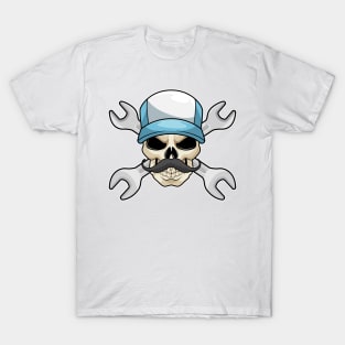 Skull with Mustache & Wrench T-Shirt